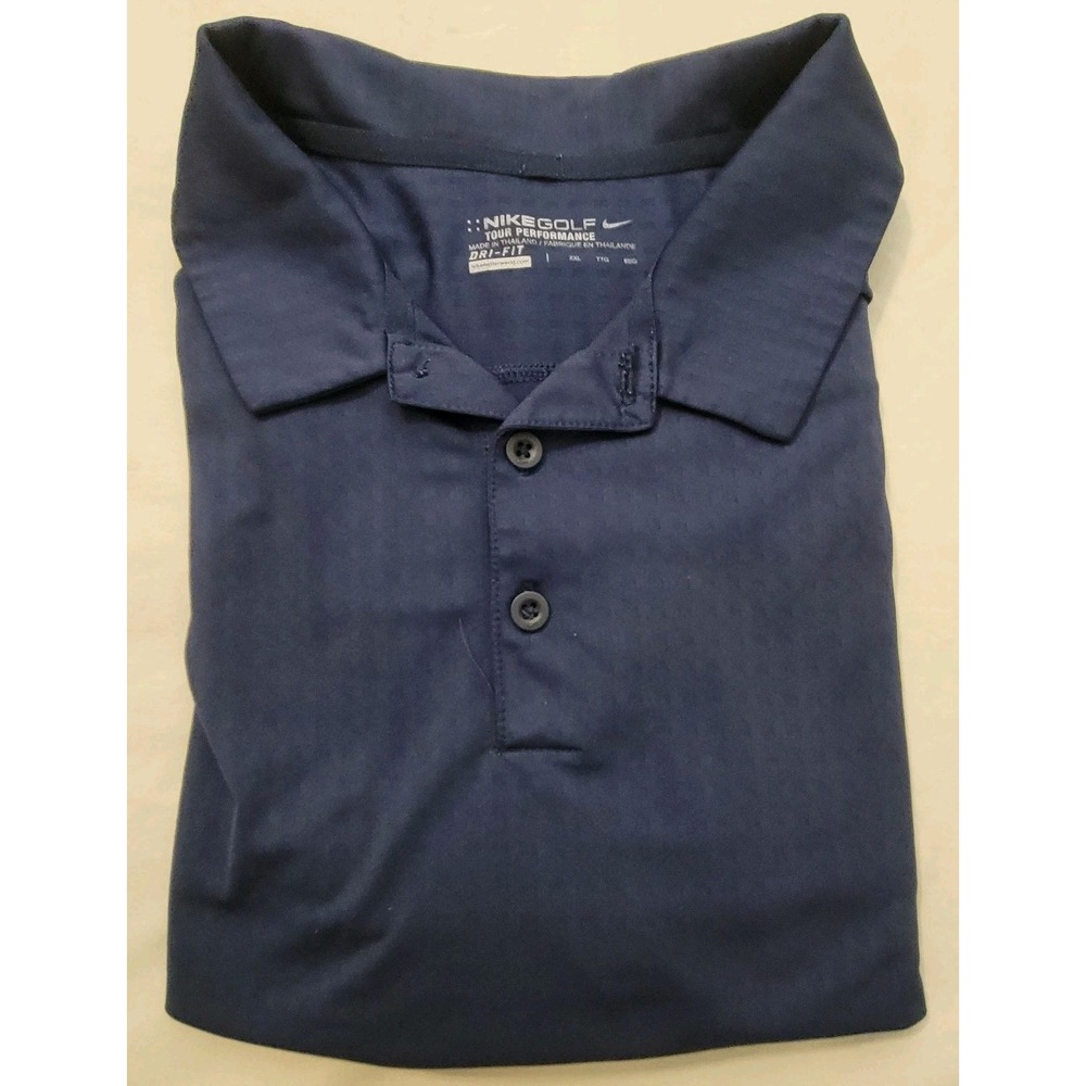 Nike Golf Tour Performance Dri-Fit Navy Blue Mens Sz 2XL Short Sleeve Polo Shirt
